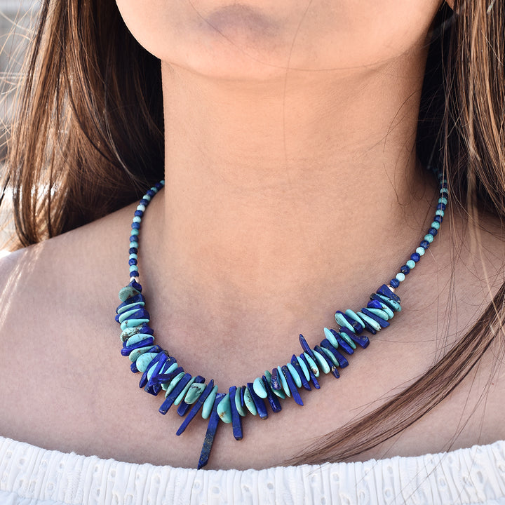 Turquoise and Lapis Lazuli Silver Necklace