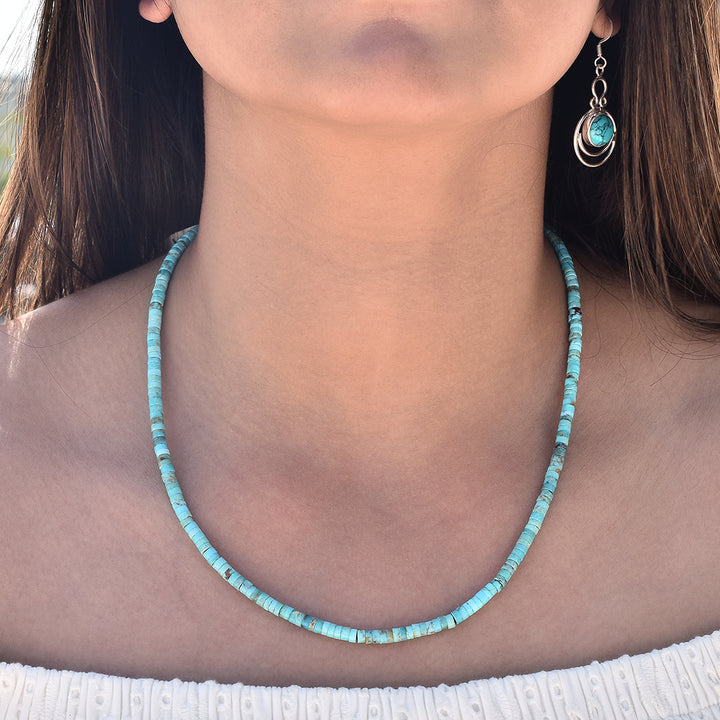 Sterling Silver Turquoise Beads Necklace