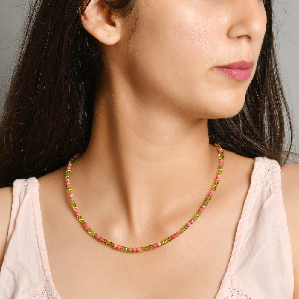 Peridot and Rhodochrosite Necklace