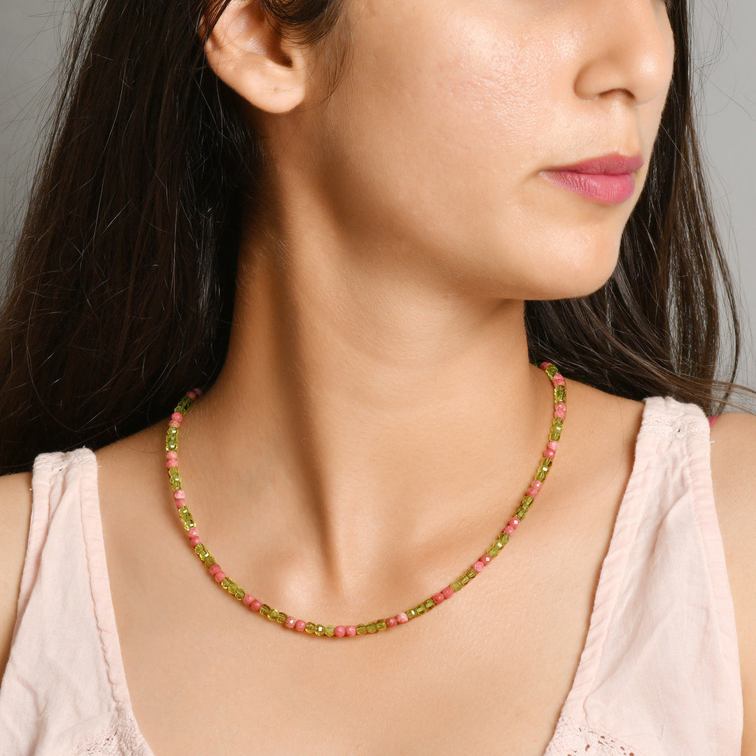 Peridot and Rhodochrosite Necklace