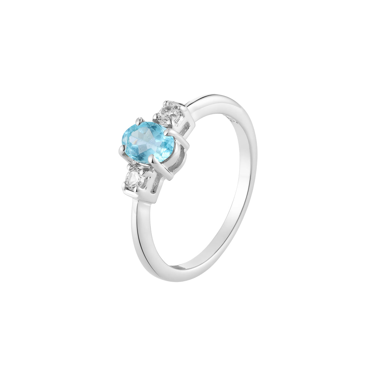 Sky Apatite and Zircon Silver Ring