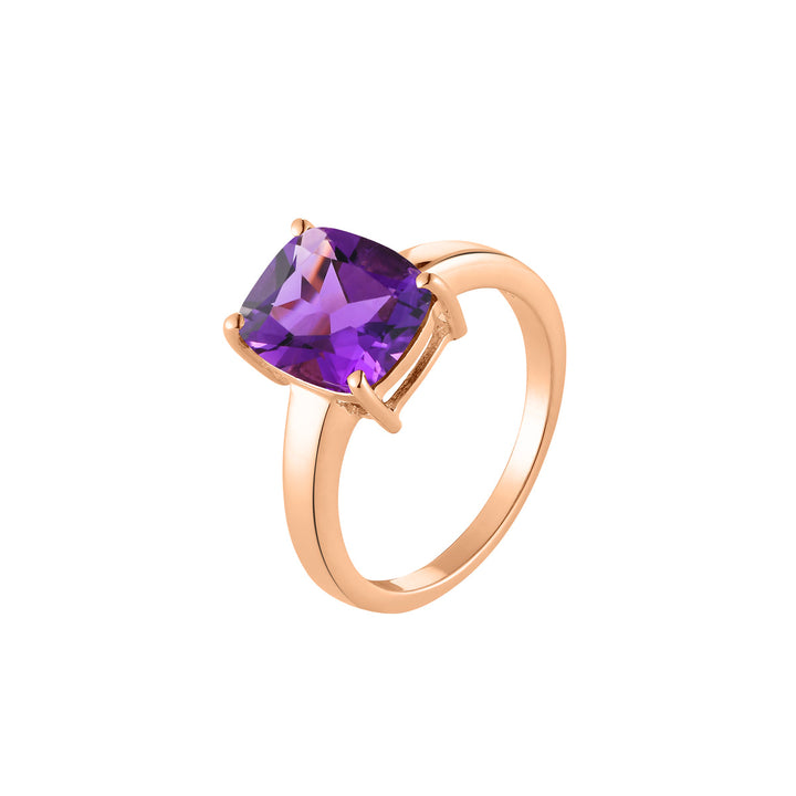 Amethyst Solitaire Silver Ring