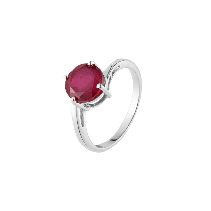 Ruby Solitaire Silver Ring