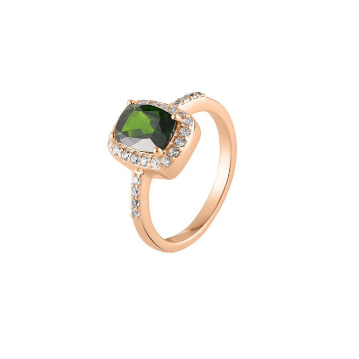 Chrome Diopside Halo Silver Ring