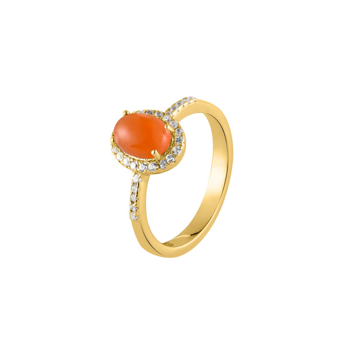 Carnelian Halo Silver Ring