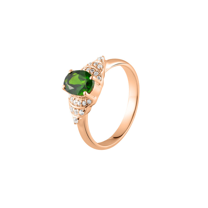 Chrome Diopside with Zircon Ring