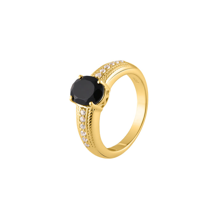 Black Onyx and Zircon Silver Ring
