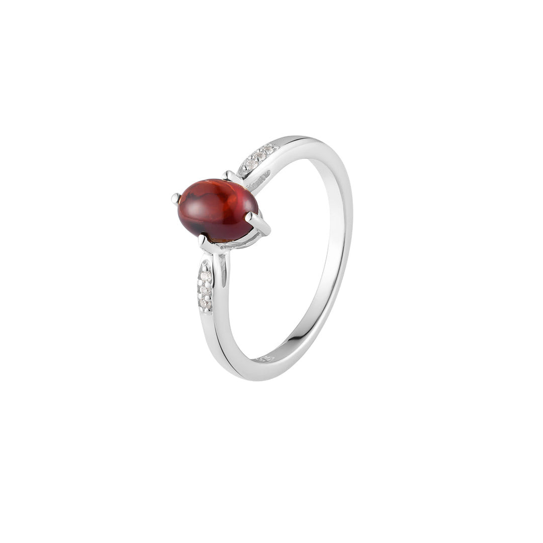 Garnet with Accents Silver Ring