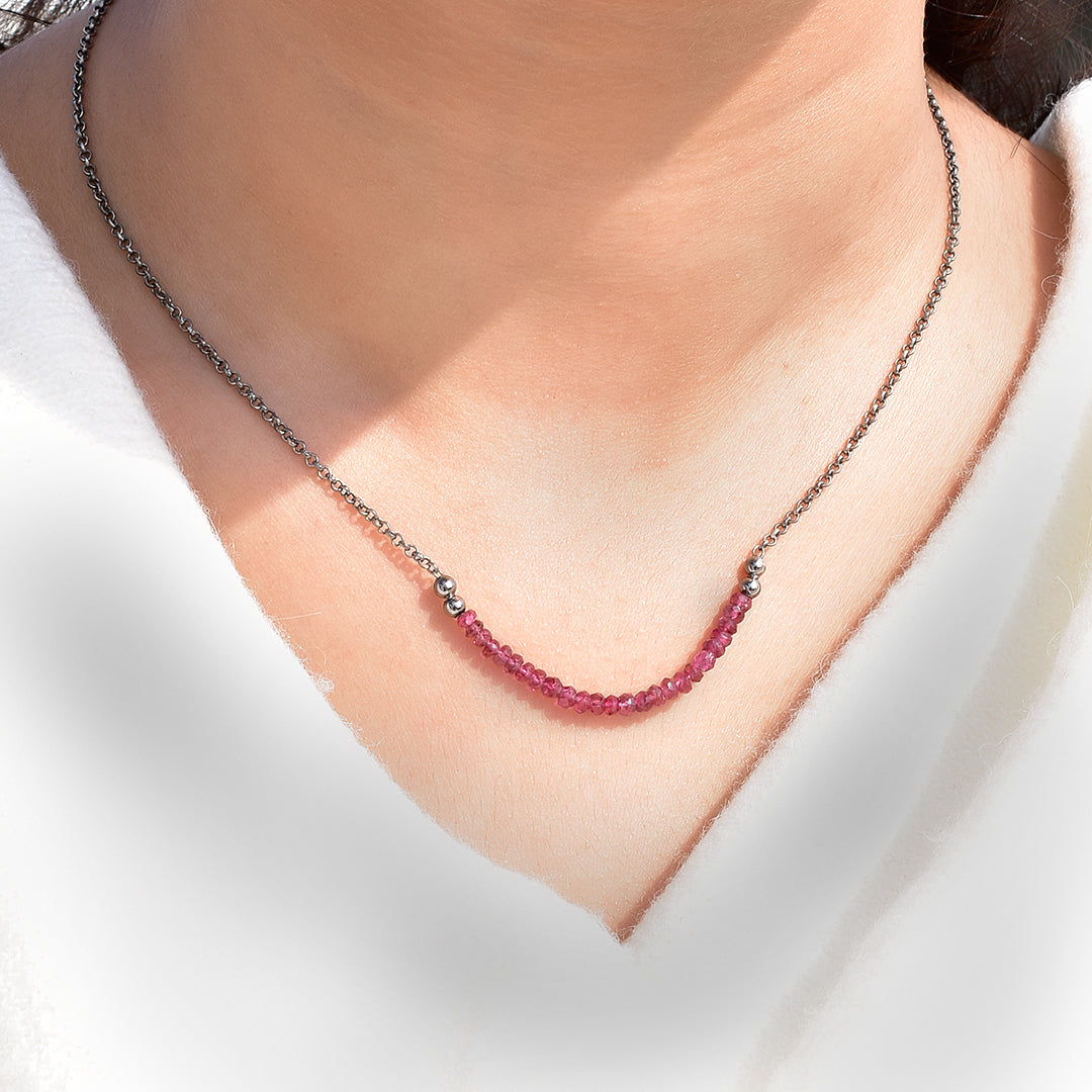 Sterling Silver Pink Tourmaline Necklace
