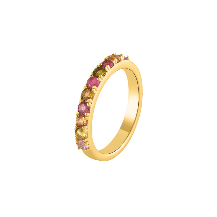 Multi Tourmaline Half Eternity Silver Ring