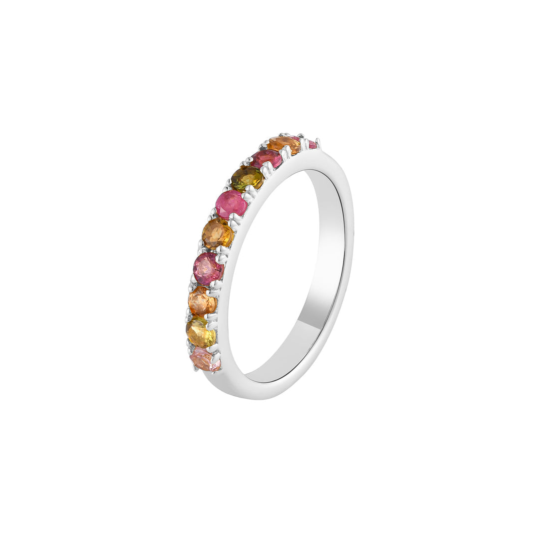 Multi Tourmaline Half Eternity Silver Ring