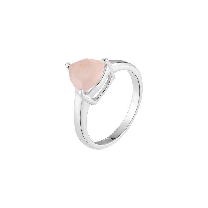 Rose Quartz Solitaire Silver Ring