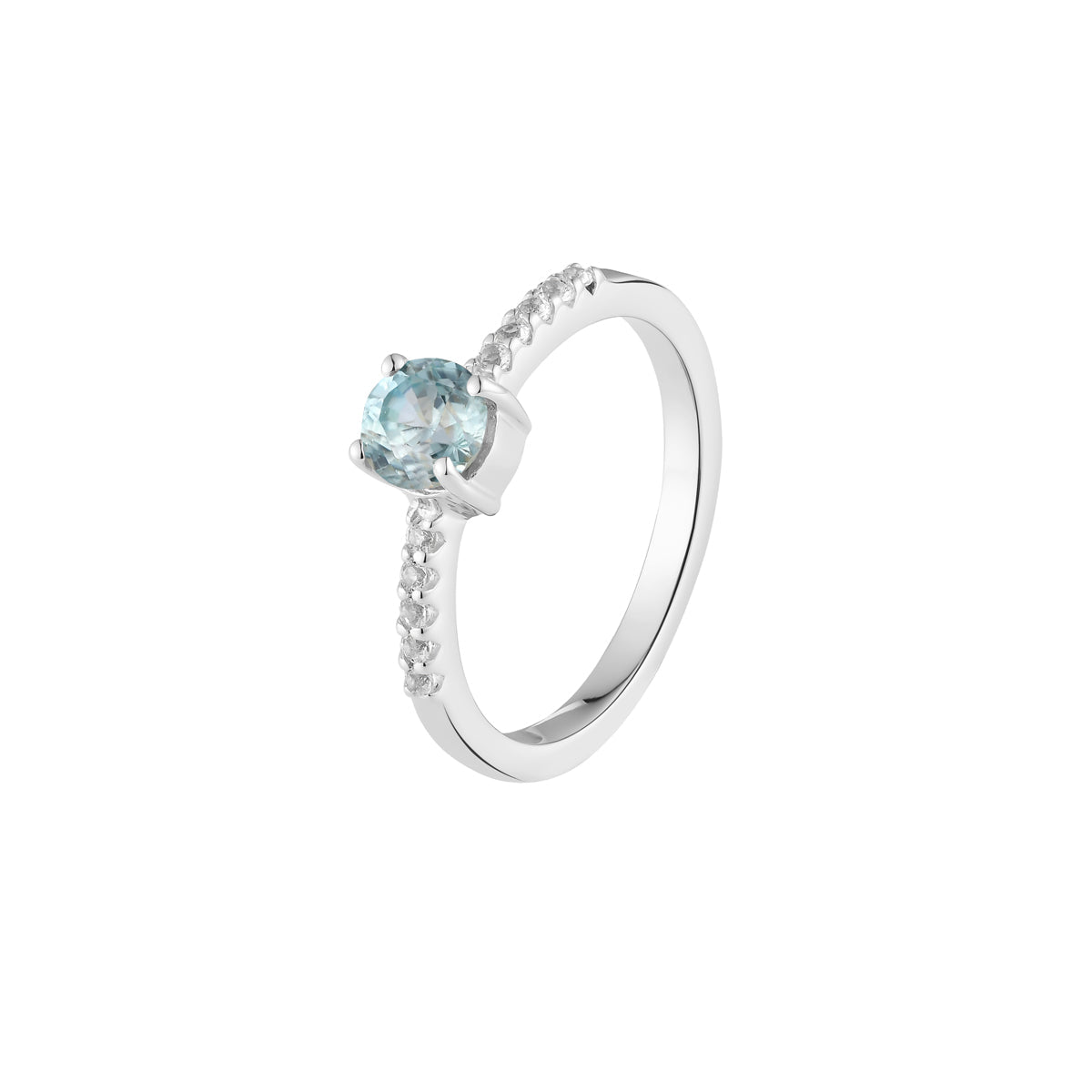Blue Zircon with Accents Silver Ring