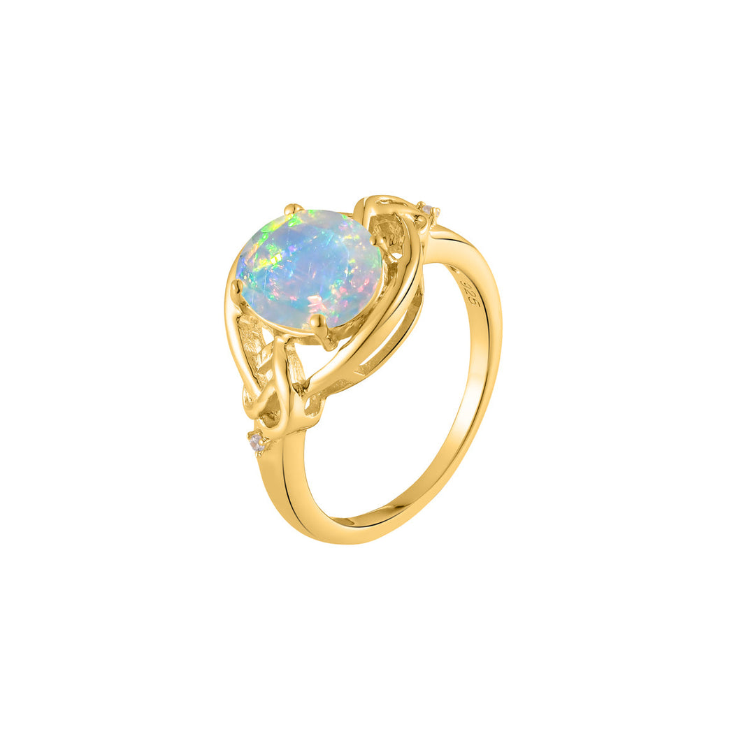 Ethiopian Opal Solitaire Silver Ring