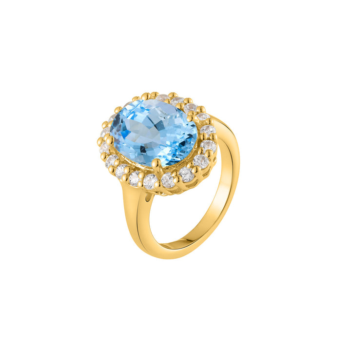 Sky Blue Topaz Halo Silver Ring