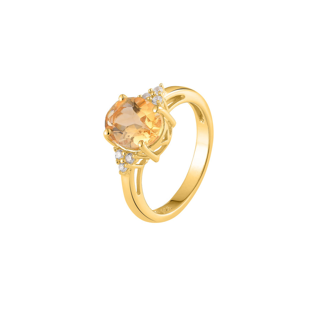 Citrine with Accents Silver Ring
