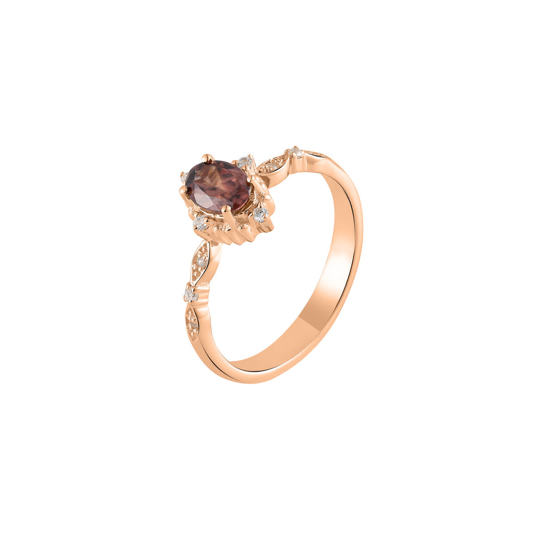 Brown Zircon with Accents Silver Ring