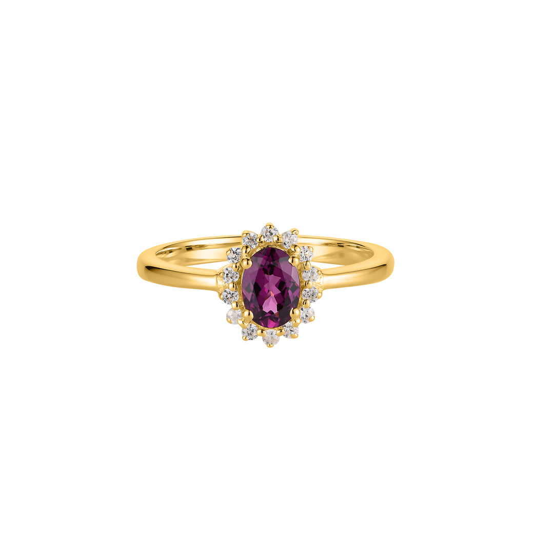 Rhodolite Garnet Halo Silver Ring