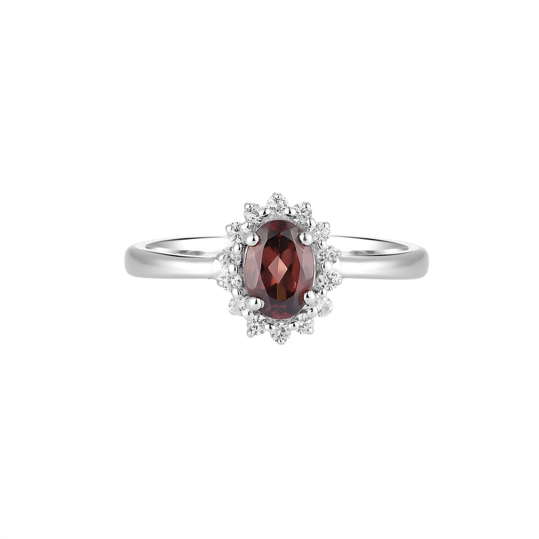 Champagne Zircon Halo Silver Ring