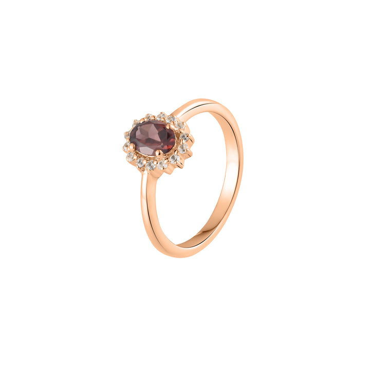 Champagne Zircon Halo Silver Ring