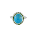 Turquoise Double Halo Silver Ring