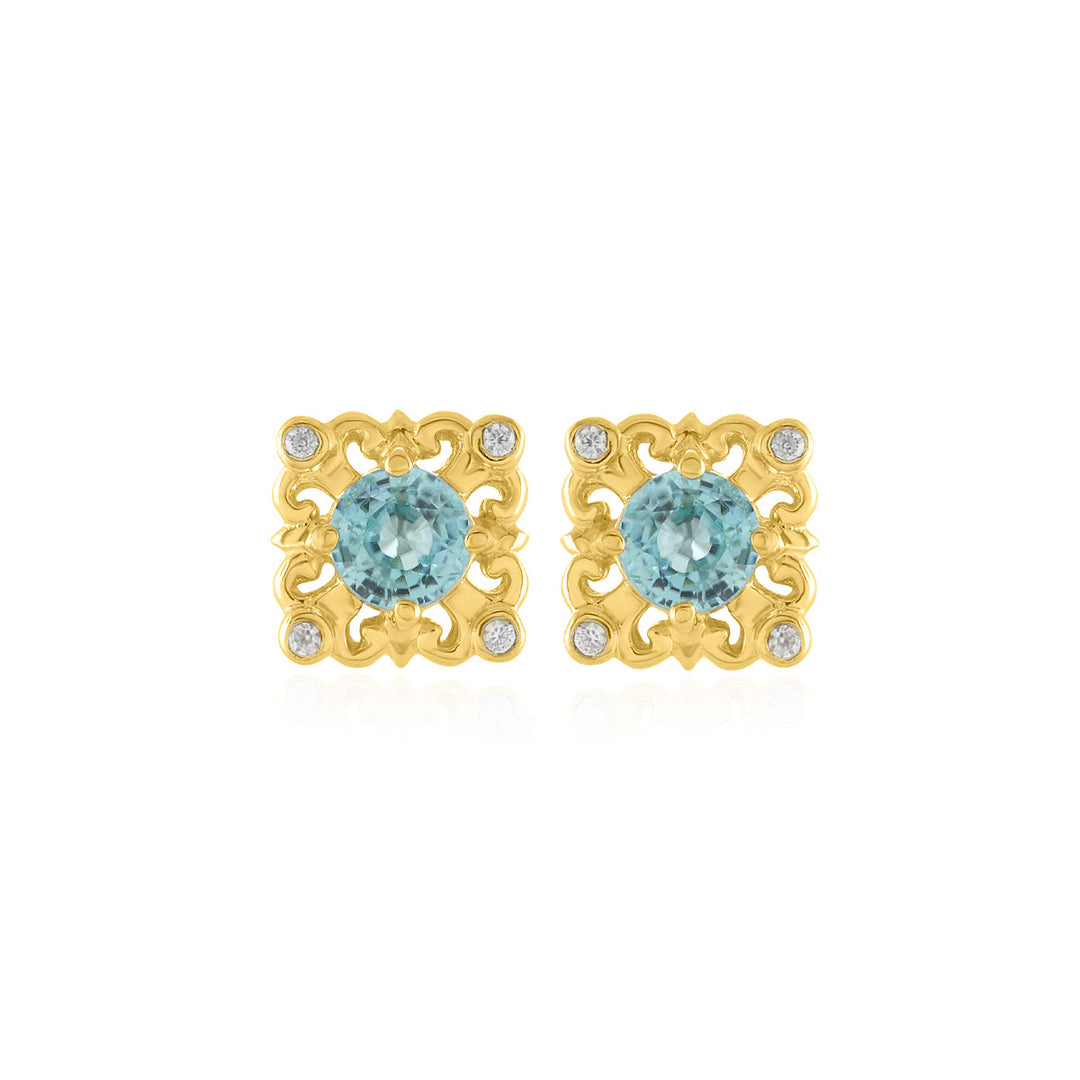 Blue Zircon Silver Stud Earrings