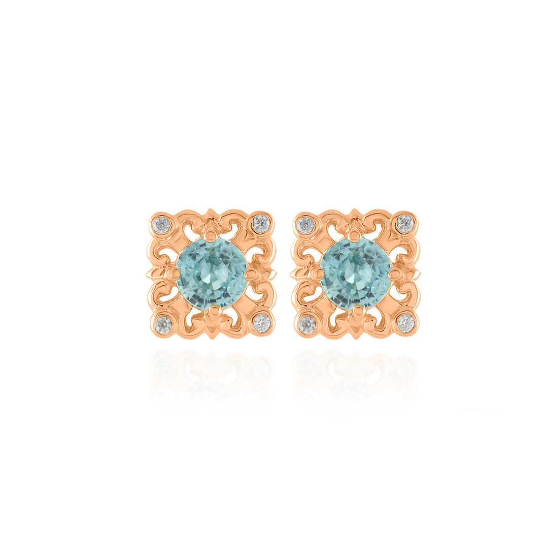 Blue Zircon Silver Stud Earrings