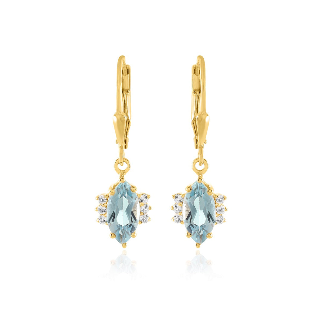 Blue Topaz with Accents Silver Earrings