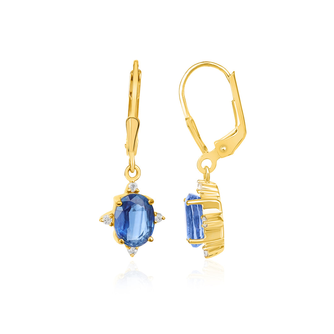 Kyanite and Zircon Silver Dangle Earrings