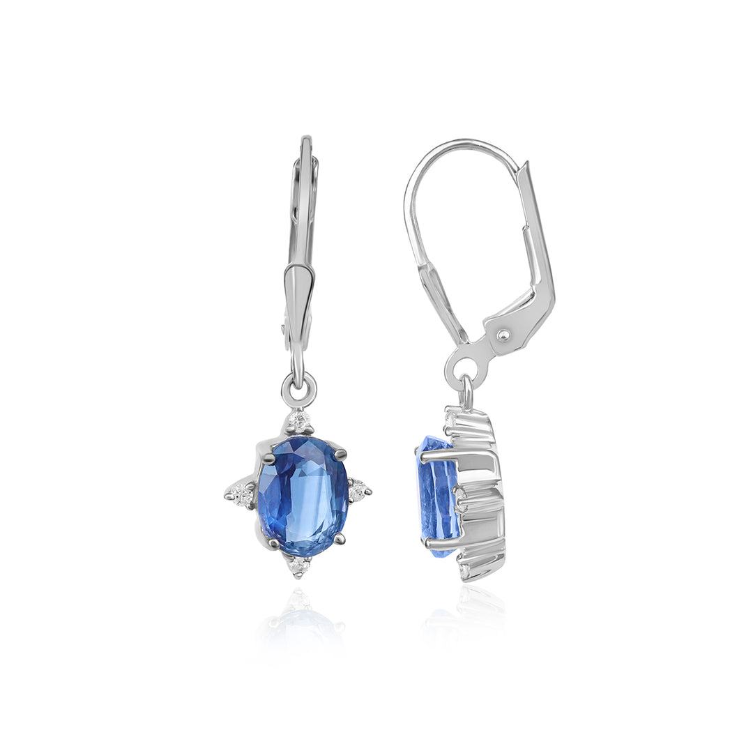 Kyanite and Zircon Silver Dangle Earrings