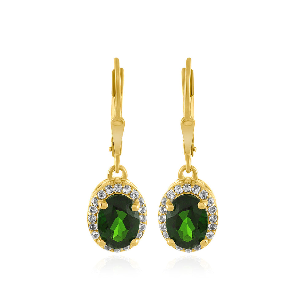 Chrome Diopside and Topaz Silver Dangle Earrings