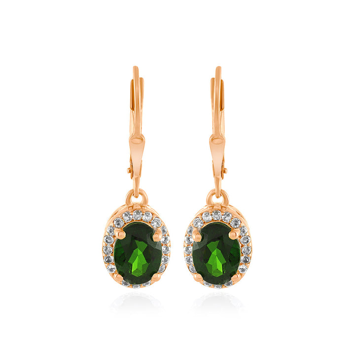 Chrome Diopside and Topaz Silver Dangle Earrings