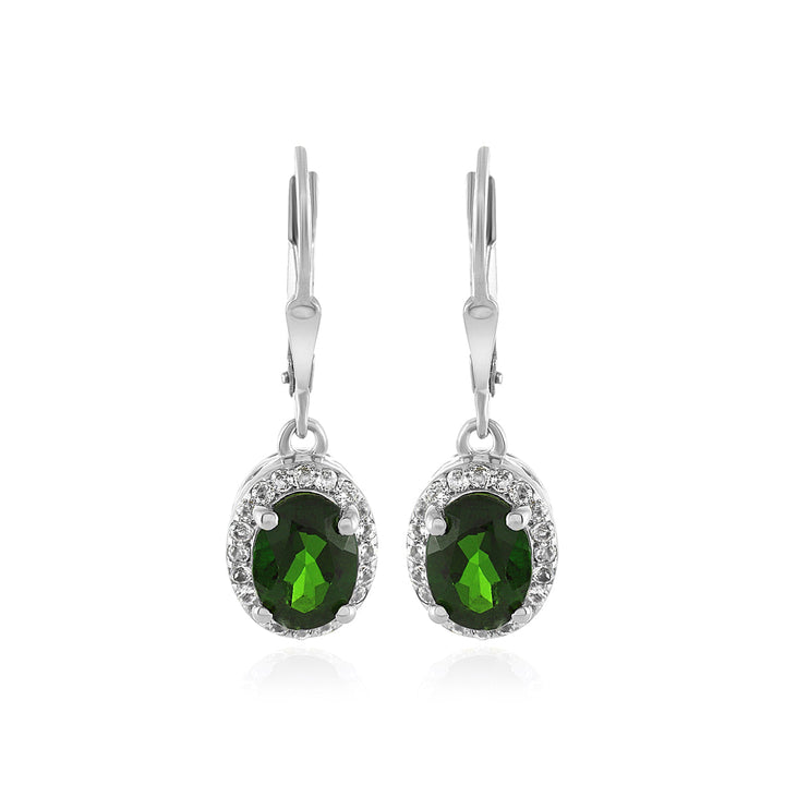 Chrome Diopside and Topaz Silver Dangle Earrings