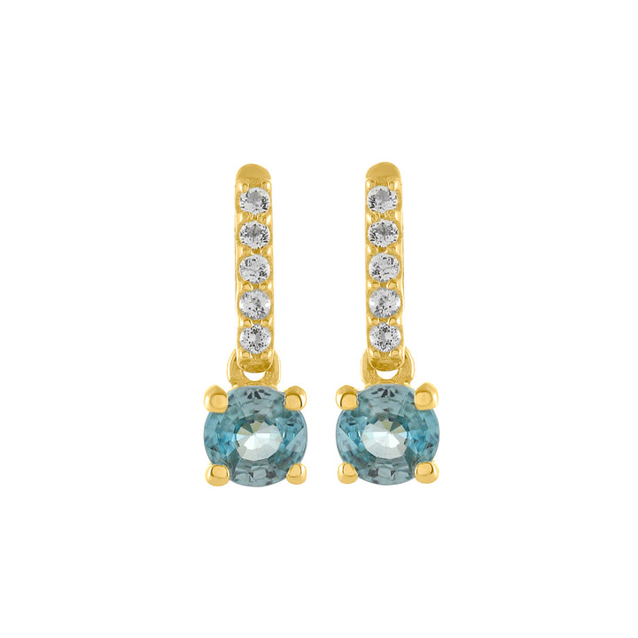 Blue Zircon and White Topaz Silver Drop Earrings