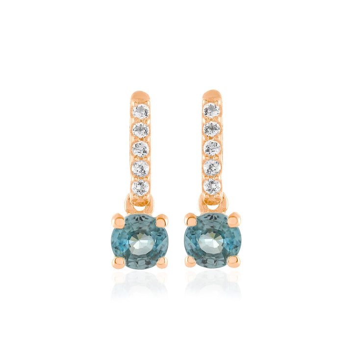 Blue Zircon and White Topaz Silver Drop Earrings