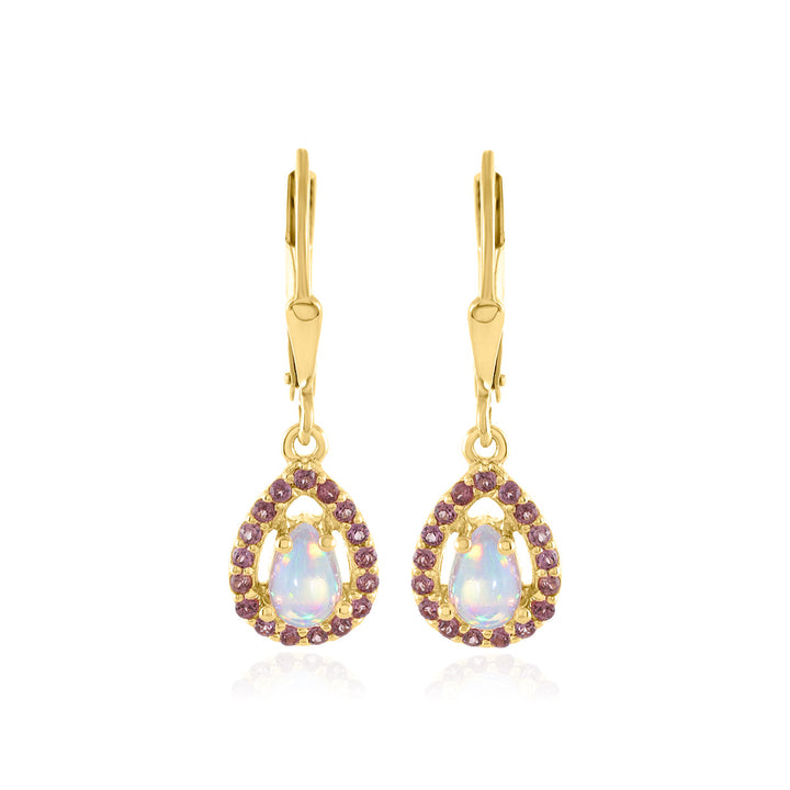 Ethiopian Opal and Rhodolite Garnet Silver Dangle Earrings