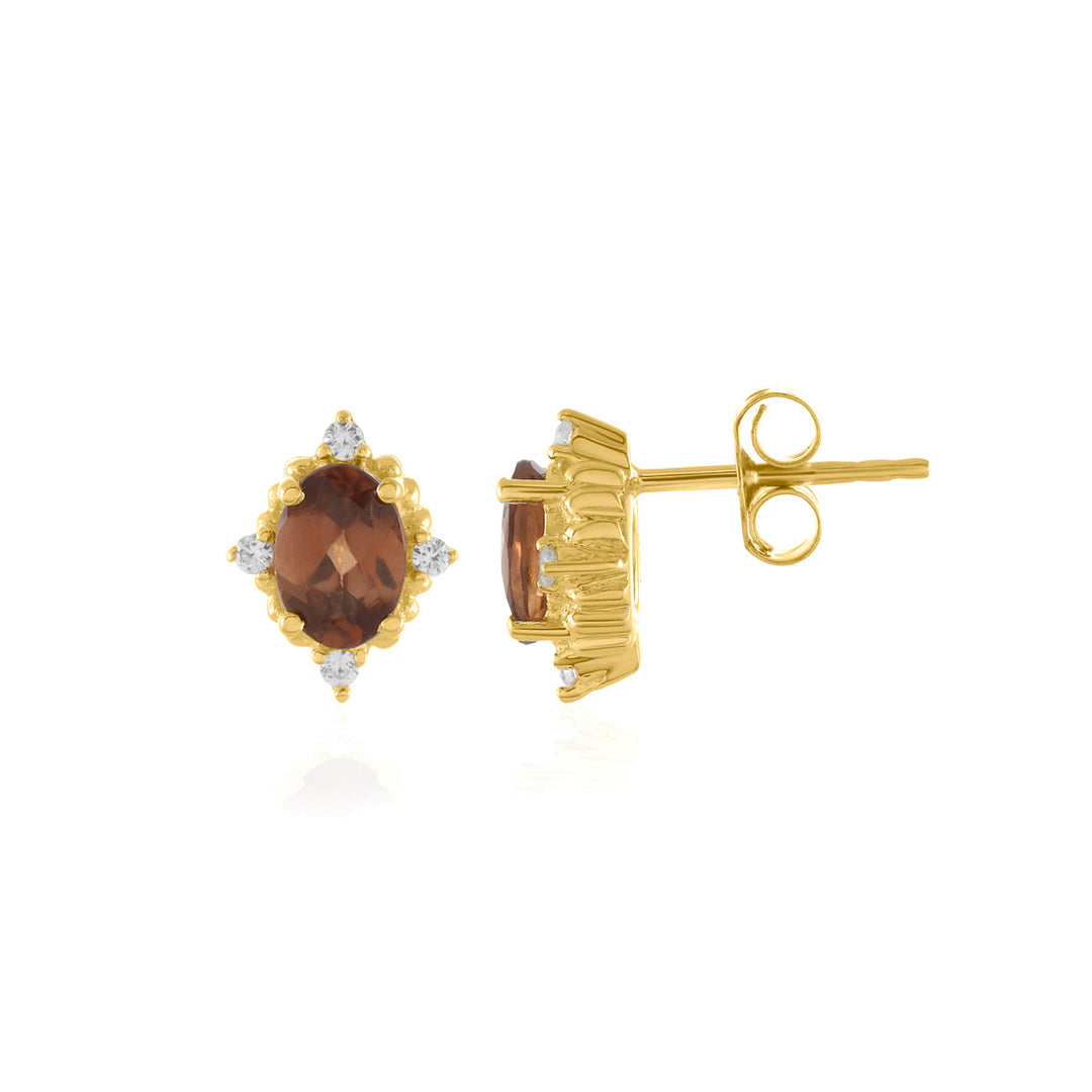 Brown Zircon and Accents Silver Stud Earrings