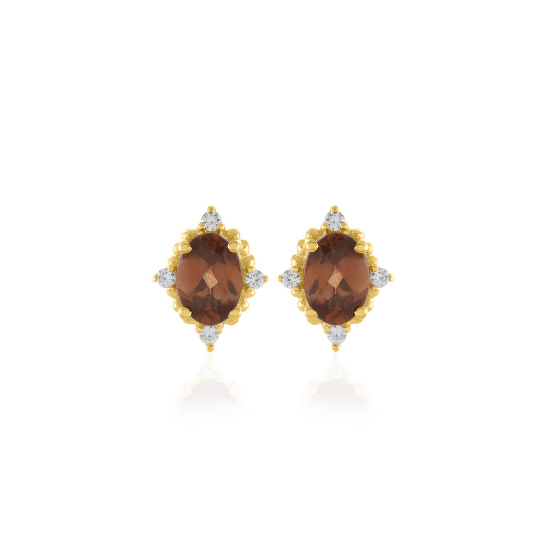 Brown Zircon and Accents Silver Stud Earrings