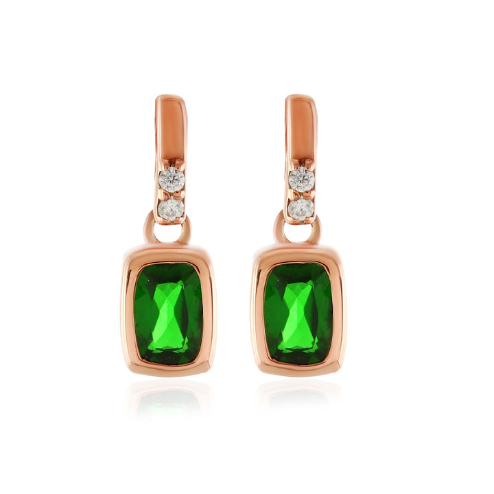 Chrome Diopside Silver Drop Earrings