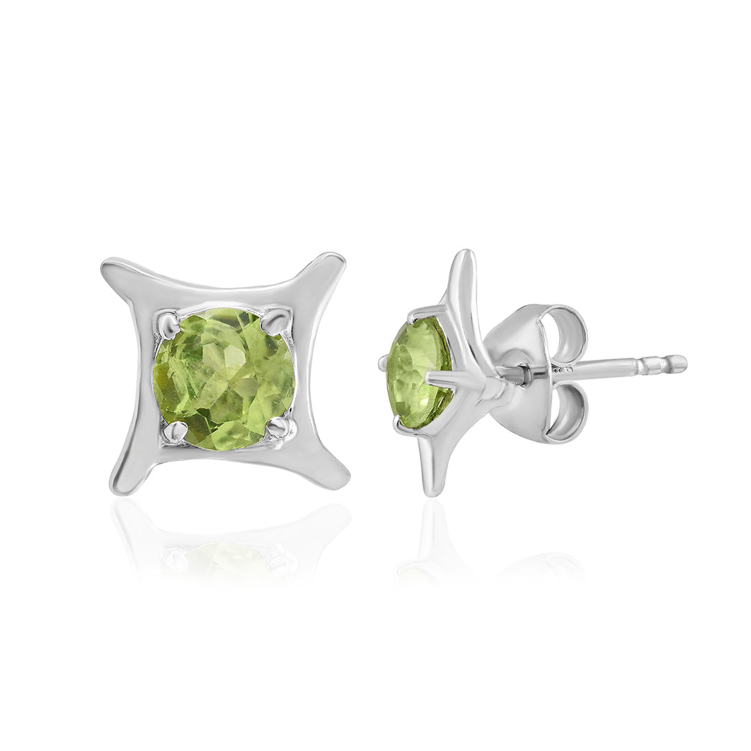 Peridot Silver Stud Earrings