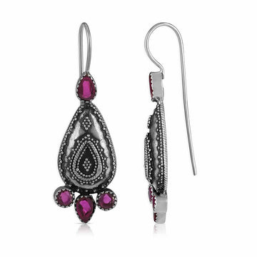 Purple Garnet Silver Handmade Earrings