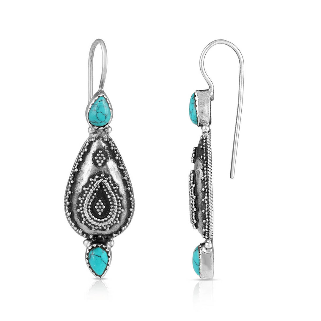 Turquoise Handmade Silver Dangle Earrings