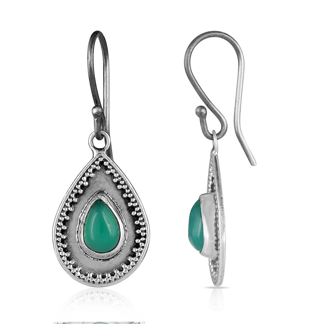 Green Onyx Teardrop Dangle Earrings