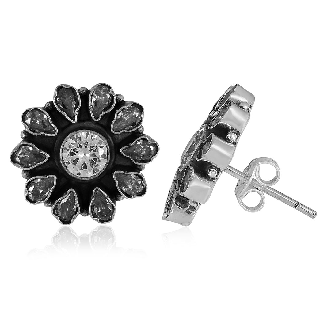 Zircon Silver Stud Earrings