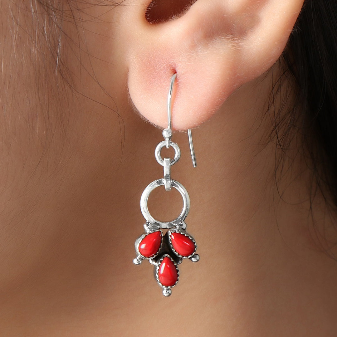 Coral 925 Silver Handmade Earrings - Nirvana Gems & Jewels