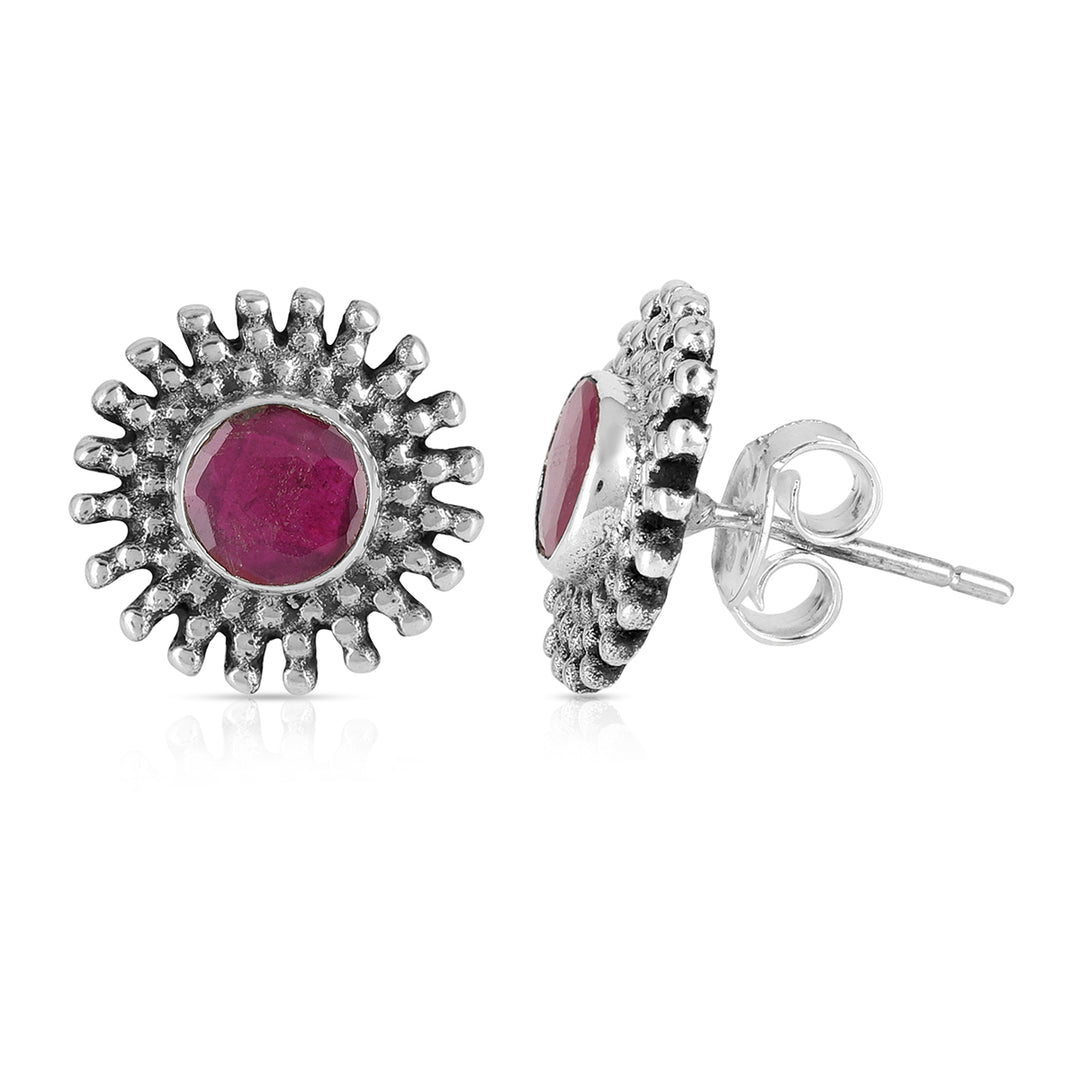 Ruby Handmade Silver Stud Earrings