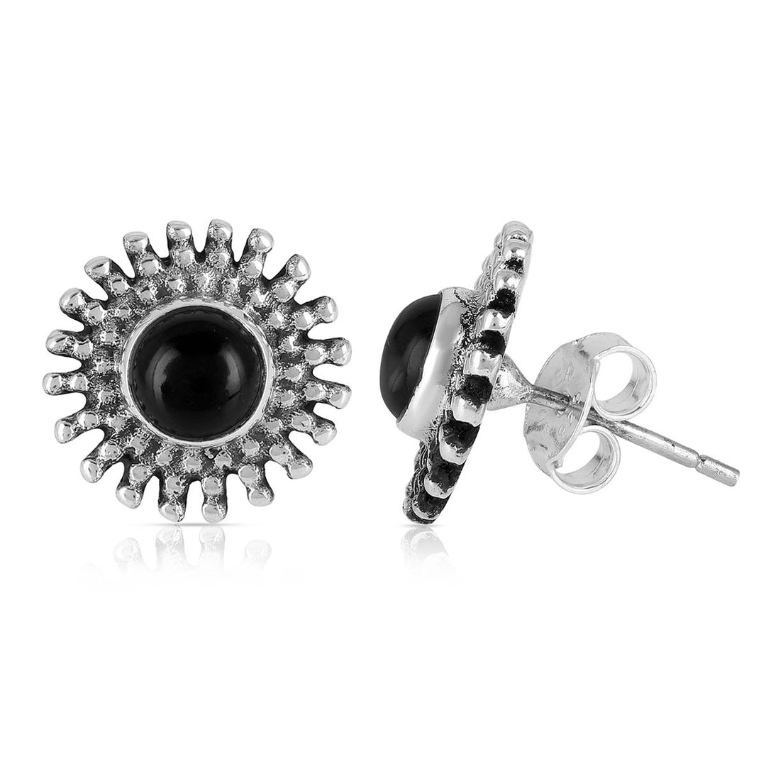 Black Onyx Handmade Silver Stud Earrings