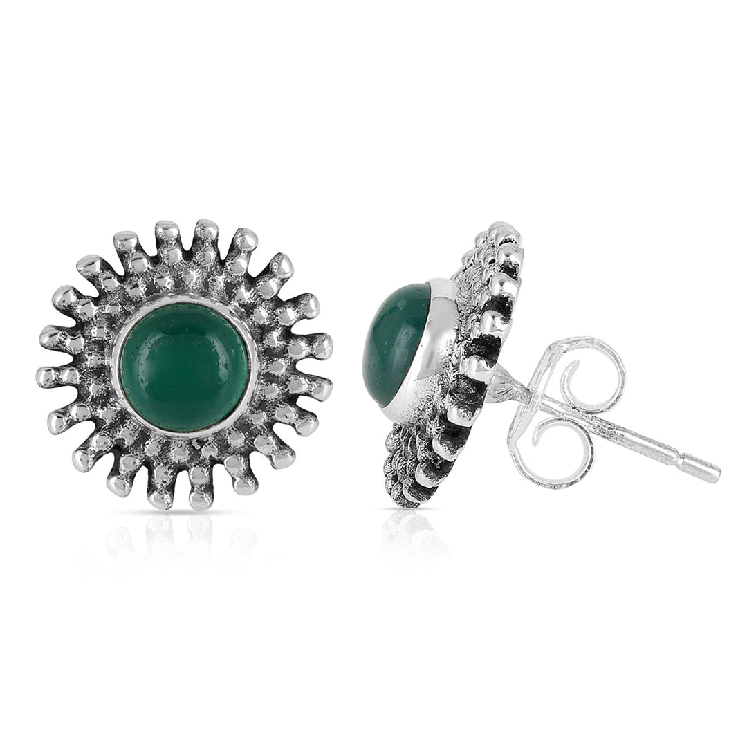 Green Onyx Handmade Silver Stud Earrings