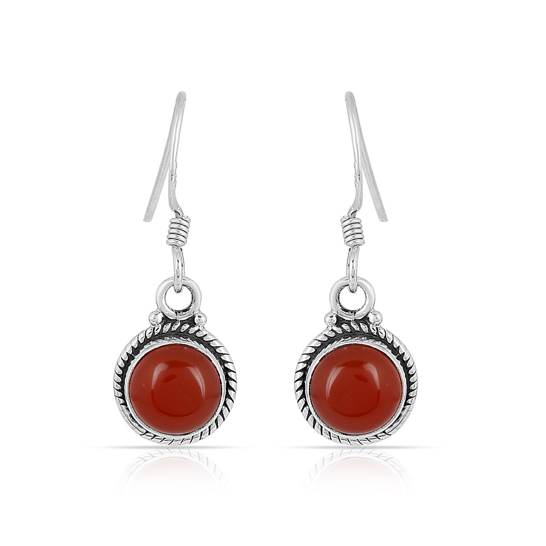 Handmade Red Onyx Silver Earrings