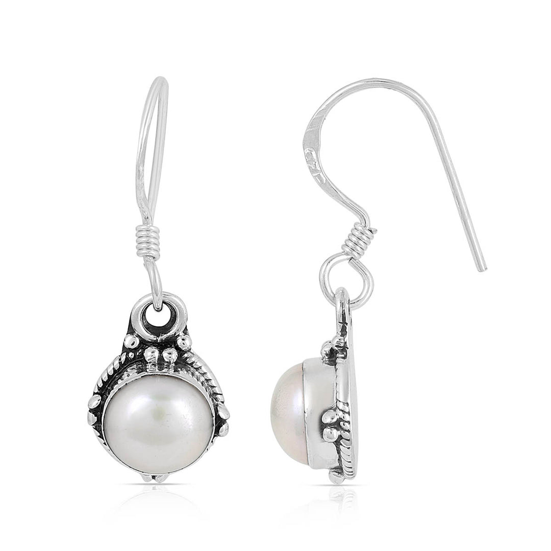 Pearl Silver Dangle Earrings